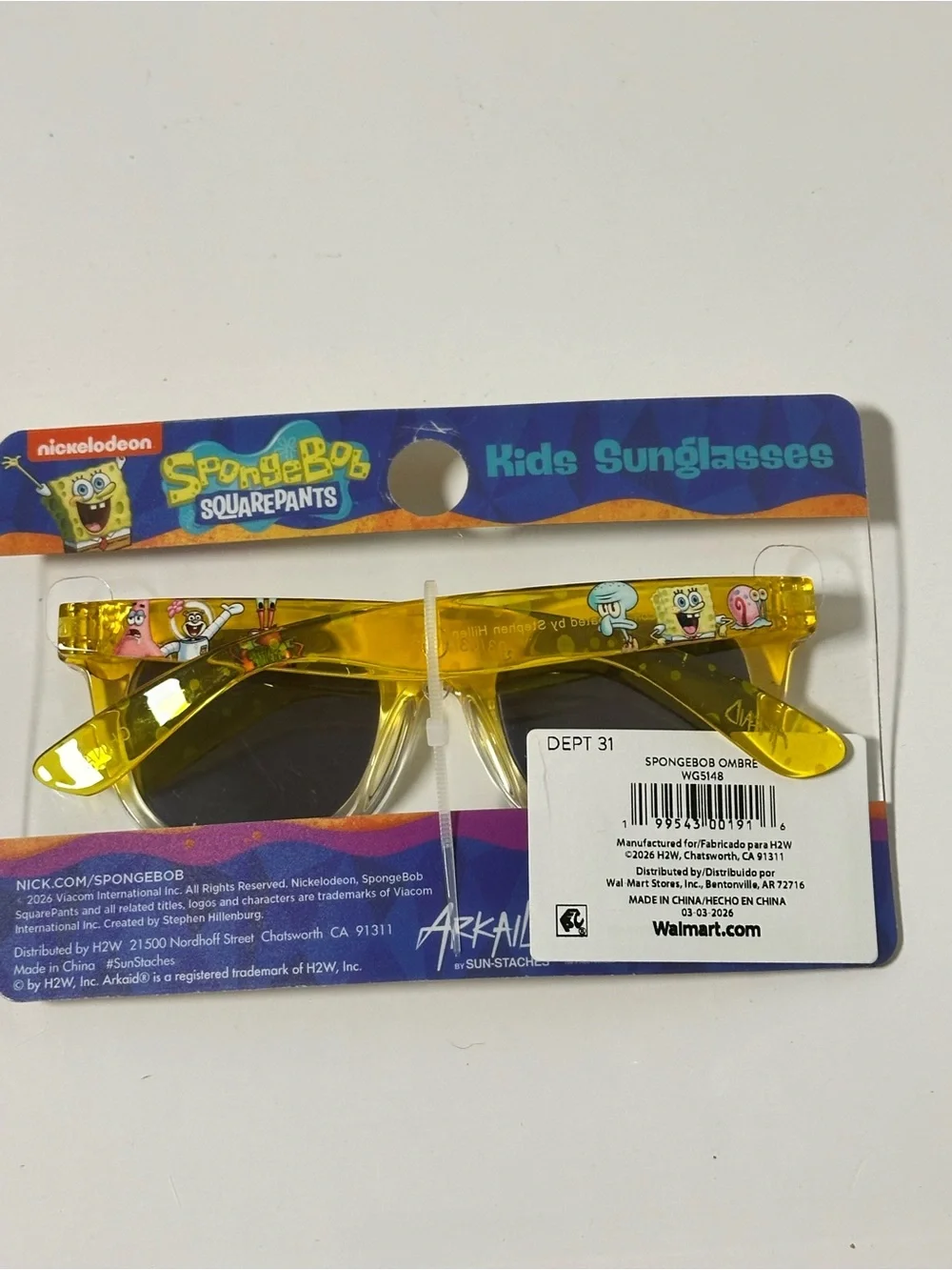 Nickelodeon SpongeBob Yellow Kids Sunglasses with Mirrored Lenses